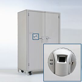 Steel cabinet with fingerprint scanner for secure storage of controlled medications  |  1989-10 displayed
