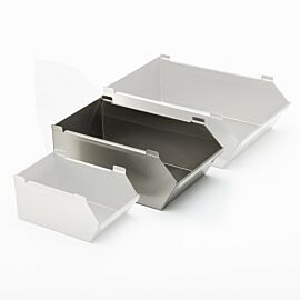 The medium-size bin used on the Mobile Storage Bin Rack to hold assembly parts within easy reach  |  9611-78 displayed