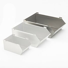 The large bin used on the Mobile Storage Bin Rack to hold assembly parts within easy reach  |  9611-76 displayed