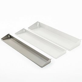 The small shelf used on the Mobile Storage Bin Rack to hold parts-dispensing bins  |  9611-79 displayed