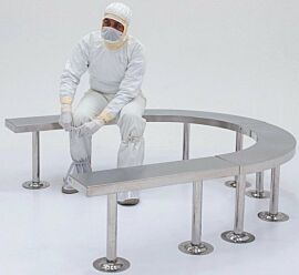 Solid Top Floor Mounted Modular Benches with Model  |  9599-00-2 displayed