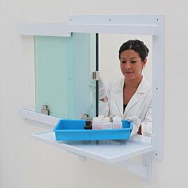 Sliding window is 0.75"-thick tempered glass with chrome-plated hardware for clean, smooth operation  |  1702-80A displayed
