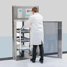 Vents along the bottom of the chamber recirculate air through a ULPA filter to protect sensitive parts, prevent cross-contamination  |  6705-68-316 displayed