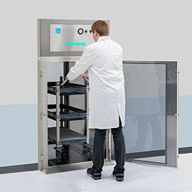 Vents along the bottom of the chamber recirculate air through a ULPA filter to protect sensitive parts, prevent cross-contamination  |  6705-68-316 displayed