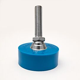 Leveling foot with swiveling polyurethane foot and stainless steel stem. Swiveling foot automatically adjusts when tilted at any angle.  |  2807-06 displayed