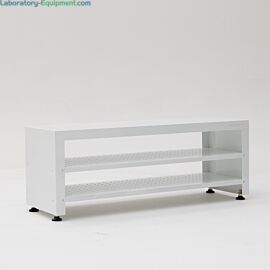 ISO 8 powder-coated steel gowning bench with integrated bootie rack  |  1540-25 displayed