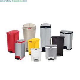 Resin and stainless steel medical waste management receptacles in a variety of colors are available in 4-gallon to 30-gallon capacities