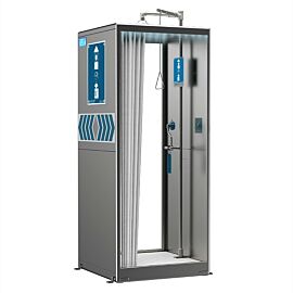 Stainless steel safety shower rinses off any chemical, acid, or other contaminants  |  1532-62 displayed