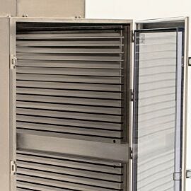 Stainless steel shelf rack mounted to standard passthrough | 1993-48A displayed