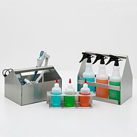 Terra's 304 stainless steel cleanroom supply holders offer versatile compartment sizes for your cleanroom needs  |  4005-PP-05 displayed