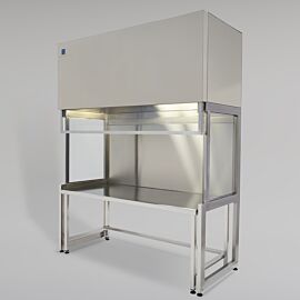 Stainless steel fume hood includes 10"-diameter duct flange, sliding shield, static-dissipative PVC side panels and (table and light optional) | 2400-05 displayed