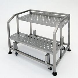 Stainless steel portable step ladder; 316L SS, 2 steps, 300lb capacity, perforated with diamond plating, ISO 5   |  2805-83A displayed