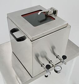 ISO-rated stainless steel vacuum chamber; double-wall 304 sheet metal design, tempered glass window, heat-resistant vacuum oven silicone gasket, 13"W x 14"D x 1  |  3404-00A displayed