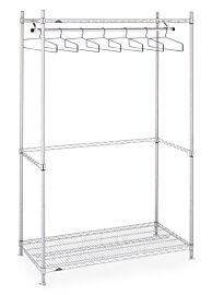 Stainless steel Upright Garment Racks provide clean, space-efficient storage of cleanroom frocks, coveralls and other apparel  |  2650-16 displayed