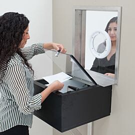 Transaction drawer allows service personnel to transfer large items (shown with optional Talk-Through)