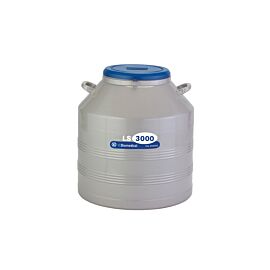TW LS3000 Cryogenic Refrigerator has an 81L liquid or vapor LN2 capacity and an aluminum body with magniformed necktube; stores 3000 2ml vials  |  6900-10 displayed