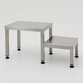Two level gowning bench helps minimize unnecessary bending; ideal for cleanroom gowning procedures while sitting to put on or remove coveralls and footwear  |  1530-35A displayed