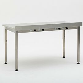 Stainless steel vibration isolation workstation with multiple pressure gauges, height-adjustable legs and leveling feet  |  1570-81A displayed