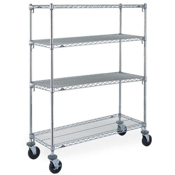 Ss Metro Racks Metro Super Erecta Mobile Wire Shelving System, 4-Shelf, Stainless ...