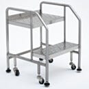 Mobile Step Ladder; BioSafe® Round Tube, Fully Welded, 2 Steps, 304 or 316 SS, 20