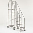 Mobile Step Ladder; BioSafe® Round Tube, Fully Welded, 7 Steps, 304 or 316 SS, 26