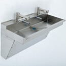 Wall-Mount Sink, BioSafe®, ADA Compliant, 2 Dyson Airblade Faucets, 304 or 316L SS, Stainless Steel Finish Faucets, 48