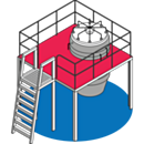 90° Ladder Platform; Diamond Plated, 4 Steps, Stainless Steel, 24.77