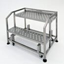Mobile Step Ladder; Diamond Plated, Non-Continuous Welded, 2 Steps, 304 or 316 SS, 30