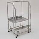 Mobile Step Ladder; Diamond Plated, Non-Continuous Welded, 2 Steps, 304 or 316 SS, 30