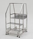Mobile Step Ladder; Diamond Plated, Non-Continuous Welded, 3 Steps, 304 or 316 SS, 30