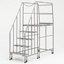 Mobile Step Ladder; BioSafe® Round Tube, Fully Welded, 5 Steps, 304 or 316 SS, 30