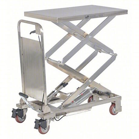Zoro Vestil Mobile Scissor Lift Table, 304 Stainless Steel, 27.5