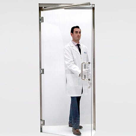 Pre-Hung Frameless Manual Swing Doors, Stainless Steel Jambs