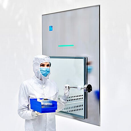 Smart® BioSafe® CleanMount® Pass-Throughs with Recirculating HEPA/ULPA Filtration and Frameless Glass Doors