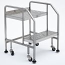 Mobile Step Ladder; BioSafe® Round Tube, Fully Welded, 2 Steps, 304 or 316 SS, 20