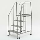Mobile Step Ladder; BioSafe® Round Tube, Fully Welded, 4 Steps, 304 or 316 SS, 30