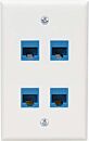 Wall Plate; Ethernet. 4-Port