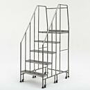 Mobile Step Ladder; BioSafe® Round Tube, Fully Welded, 5 Steps, 304 or 316 SS, 30