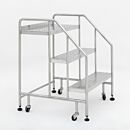 Mobile Step Ladder; BioSafe® Round Tube, Fully Welded, 5 Steps, 304 or 316 SS, 20