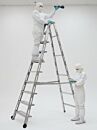 Folding Ladder; 7 Steps, Diamond Plated, Electropolished 316L Stainless Steel, 25.38