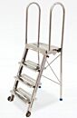 Folding Ladder; Diamond Plated, 4 Steps, Electropolished 304 SS, 32.4