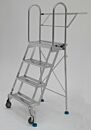Folding Ladder; Diamond Plated, 3 Steps, 304 SS, 32.5
