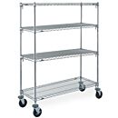 InterMetro Super Erecta Mobile Wire Shelving System, 4-Shelf, Stainless Steel, 36