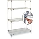 Stationary Metro Super Adjustable Super Erecta 4-Shelf Industrial Wire Shelving System, Stainless Steel, 72