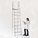 90° Ladder Platform; Diamond Plated, 8 Steps, Stainless Steel, 24.77