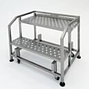 Mobile Step Ladder; Diamond Plated, Non-Continuous Welded, 2 Steps, 304 or 316 SS, 30