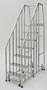 Mobile Step Ladder; Diamond Plated, Non-Continuous Welded, 7 Steps, 304 or 316 SS, 26