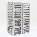 Desiccator; Static-Safe, Double Wide, Static-Dissipative PVC, 8 Chambers, 35.5