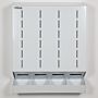 Wall mount 4-chamber glove dispenser in polypropylene with built-in catch basin and hinged top  |  4952-14A displayed