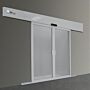 The Powder-Coated Aluminum Automatic Double Bi-Parting Sliding Door will auto reverse when something obstructs the path of the door  |  6709-17 displayed